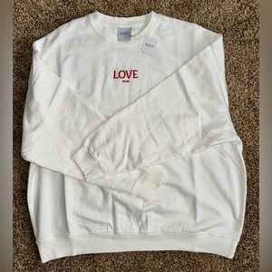 SEINT Love Embroidered Cotton Crewneck Sweater